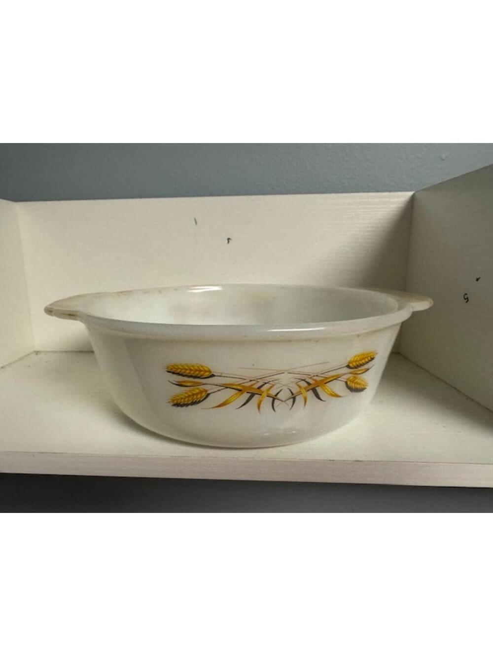 CorningWare White Casserole Bowl with Wheat Decal